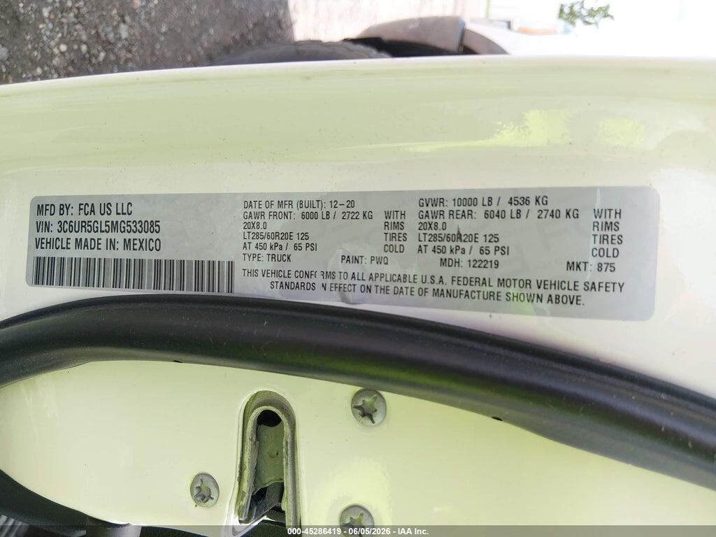 3C6UR5GL5MG533085 2021 RAM 2500 photo no. 9