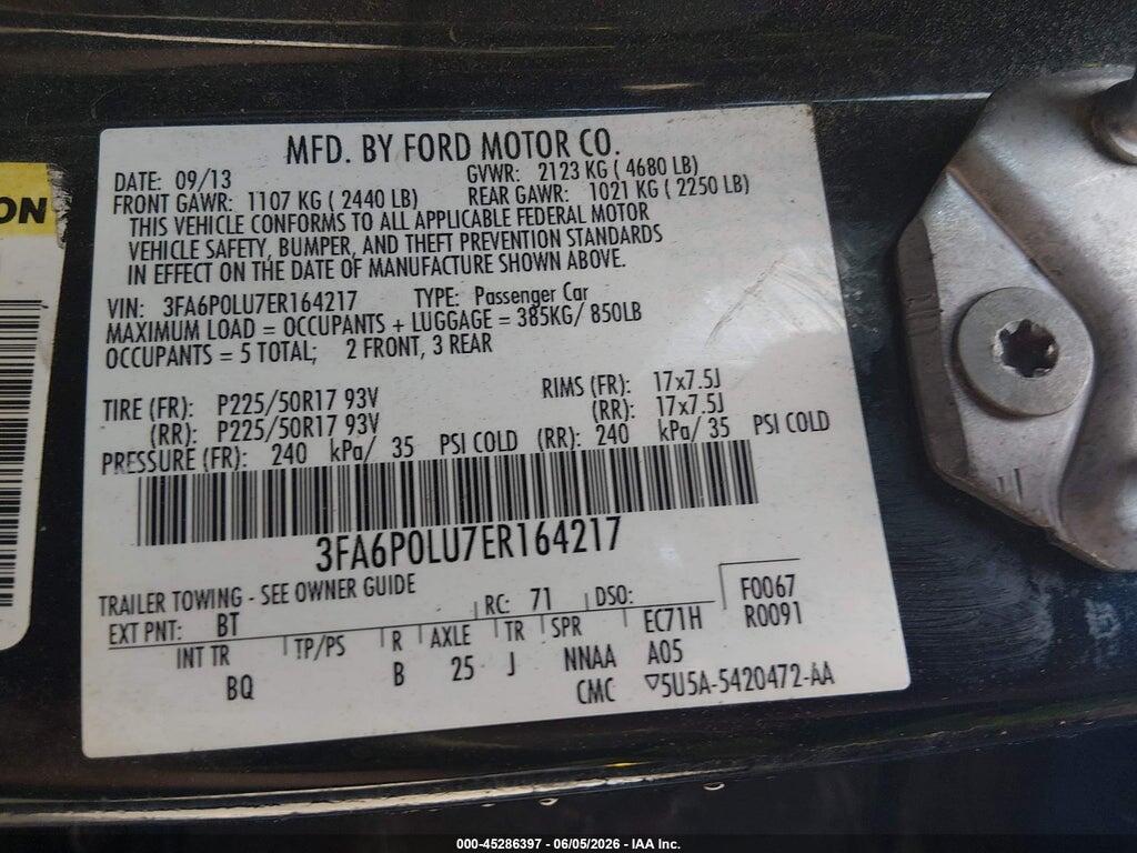 3FA6P0LU7ER164217 2014 FORD FUSION HYBRID photo no. 9