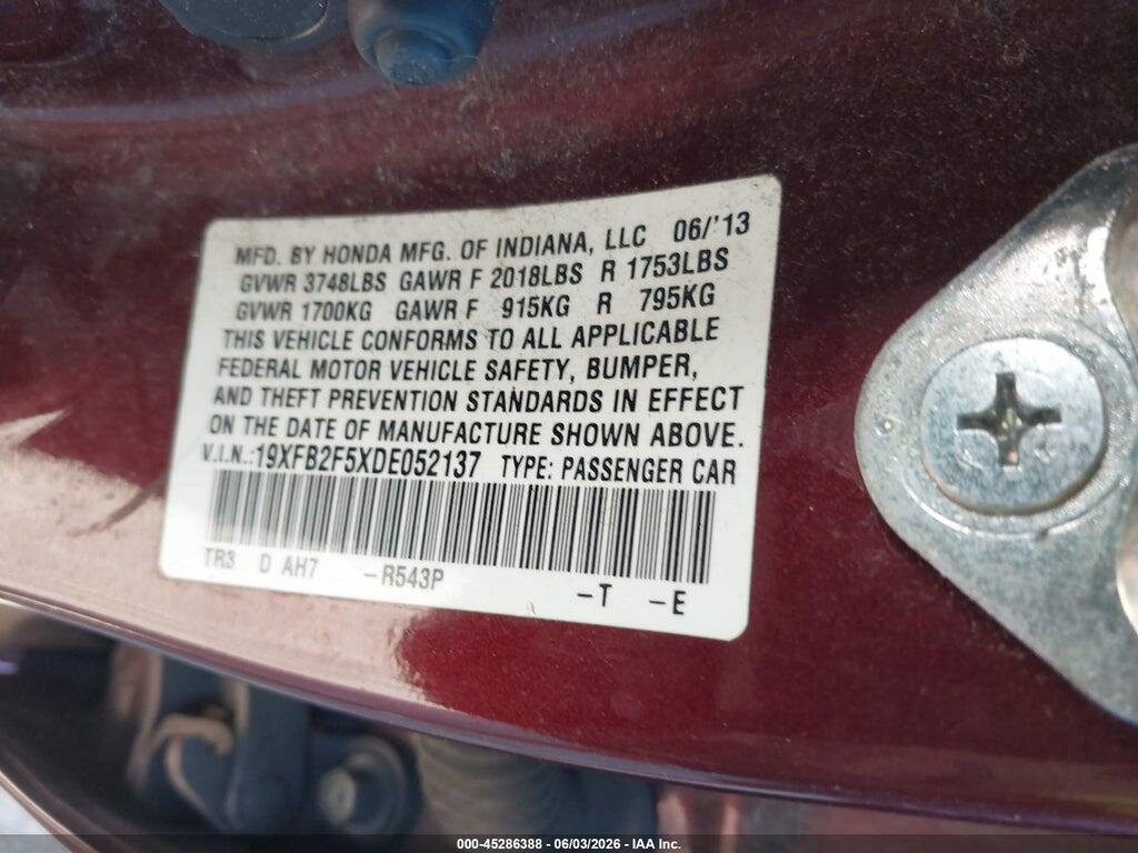 19XFB2F5XDE052137 2013 HONDA CIVIC photo no. 9