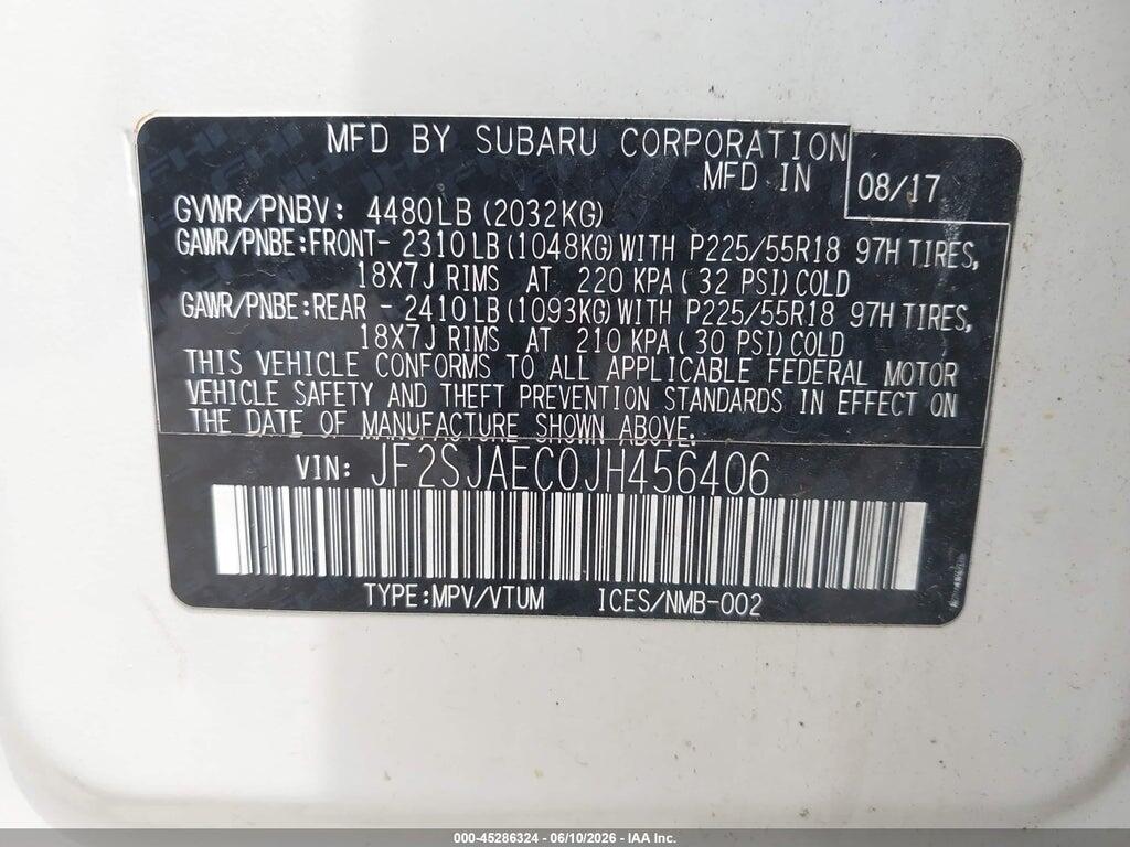 JF2SJAEC0JH456406 2018 SUBARU FORESTER photo no. 9