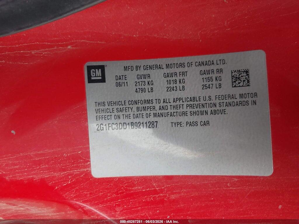 2G1FC3DD1B9211287 2011 CHEVROLET CAMARO photo no. 9