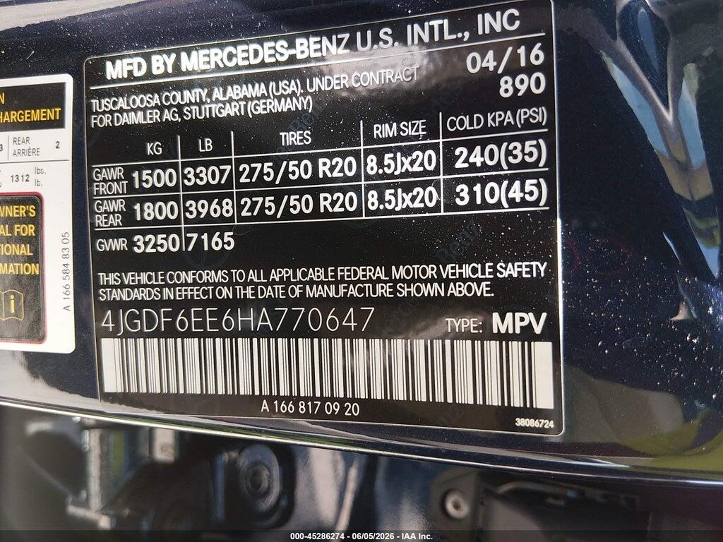 4JGDF6EE6HA770647 2017 MERCEDES-BENZ GLS 450 photo no. 9
