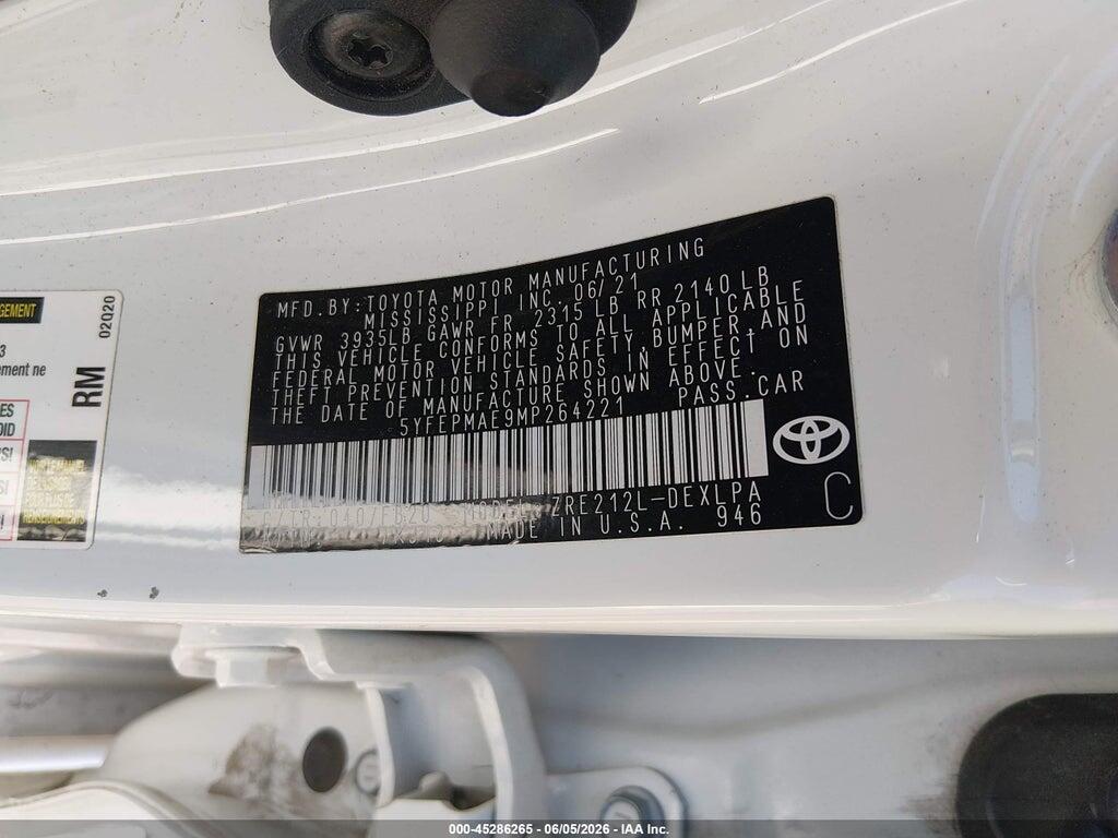 5YFEPMAE9MP264221 2021 TOYOTA COROLLA photo no. 9