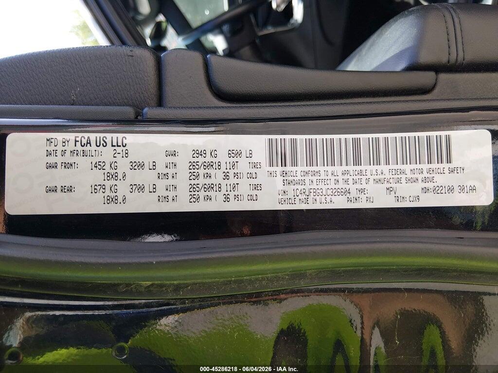 1C4RJFBG3JC326604 2018 JEEP GRAND CHEROKEE photo no. 9