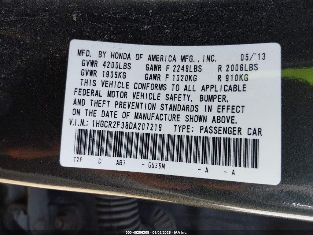 1HGCR2F38DA207219 2013 HONDA ACCORD photo no. 9