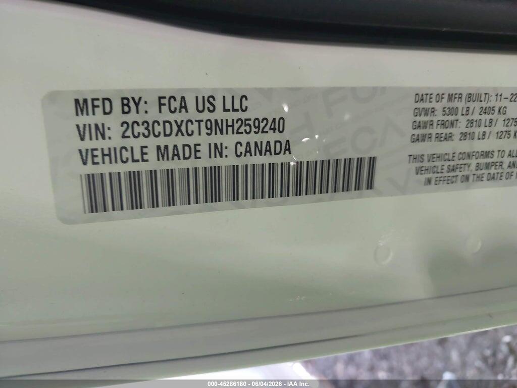 2C3CDXCT9NH259240 2022 DODGE CHARGER photo no. 9