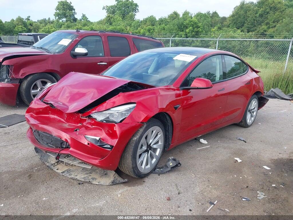 5YJ3E1EA1NF303545 2022 TESLA MODEL 3 photo no. 2