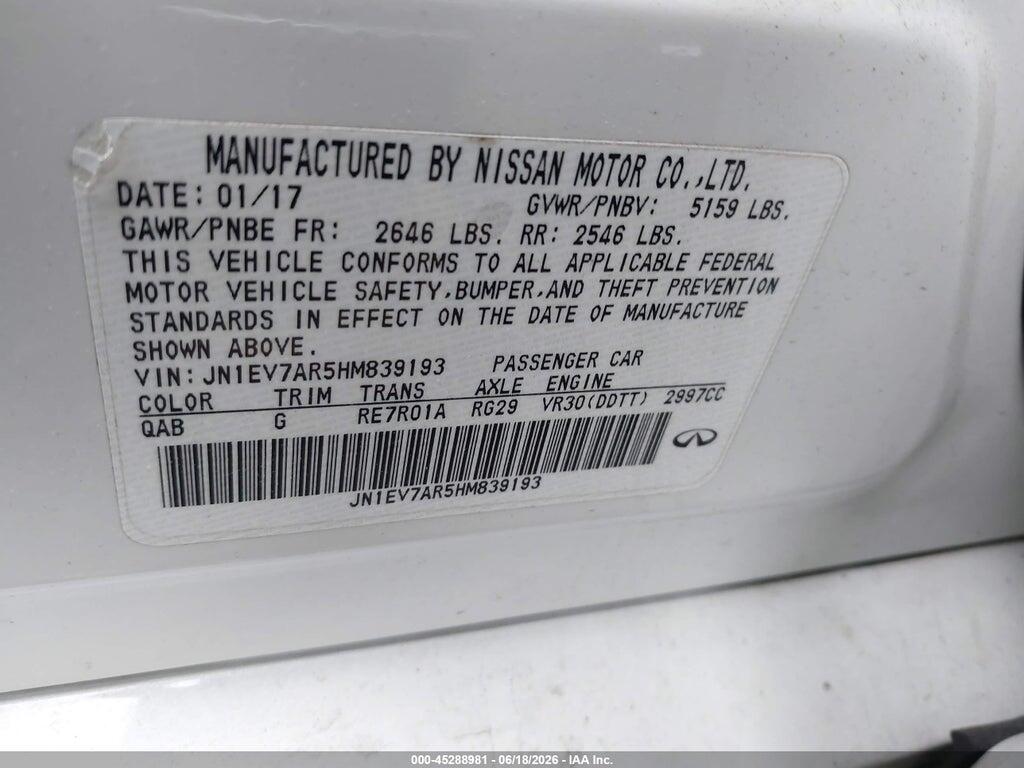 JN1EV7AR5HM839193 2017 INFINITI Q50 photo no. 9