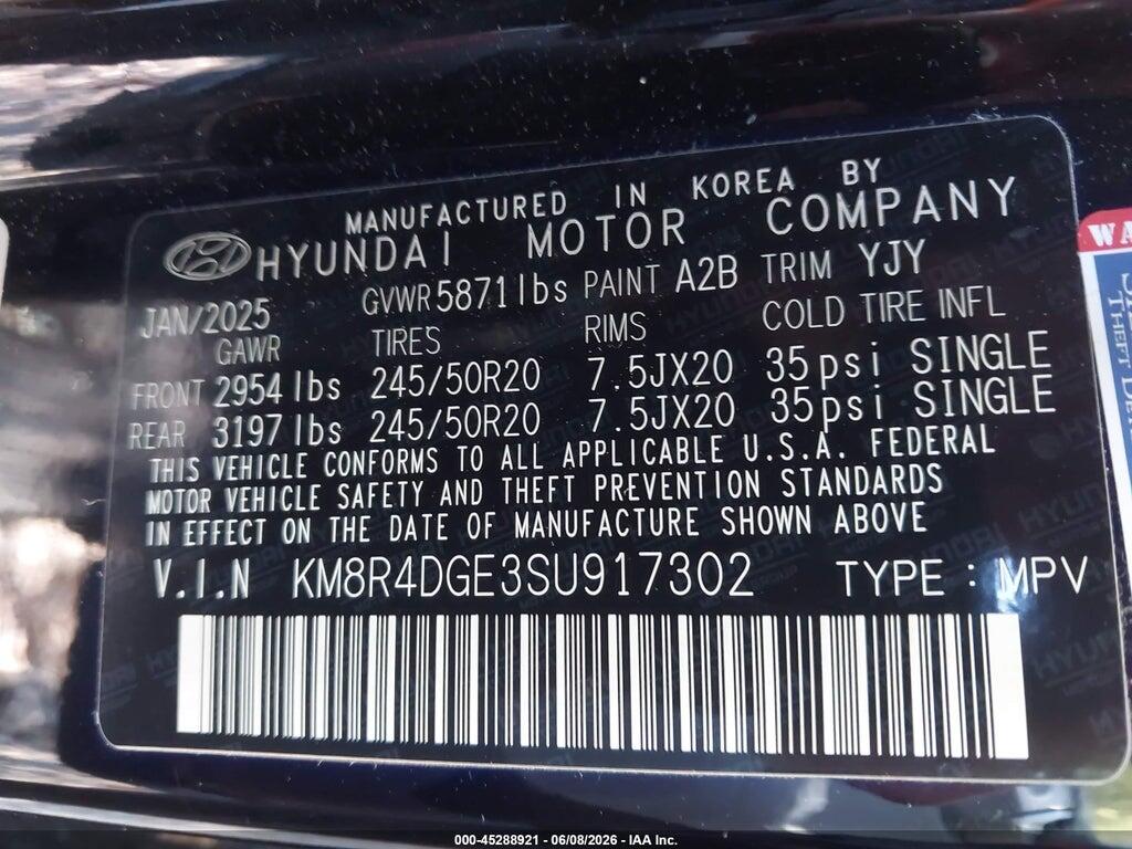 KM8R4DGE3SU917302 2025 HYUNDAI PALISADE photo no. 9