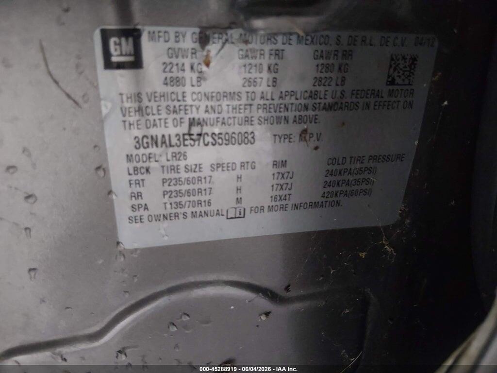 3GNAL3E57CS596083 2012 CHEVROLET CAPTIVA SPORT photo no. 9