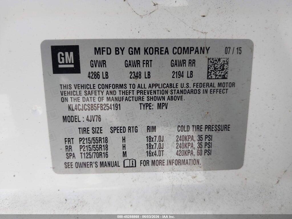 KL4CJCSB5FB254191 2015 BUICK ENCORE photo no. 9