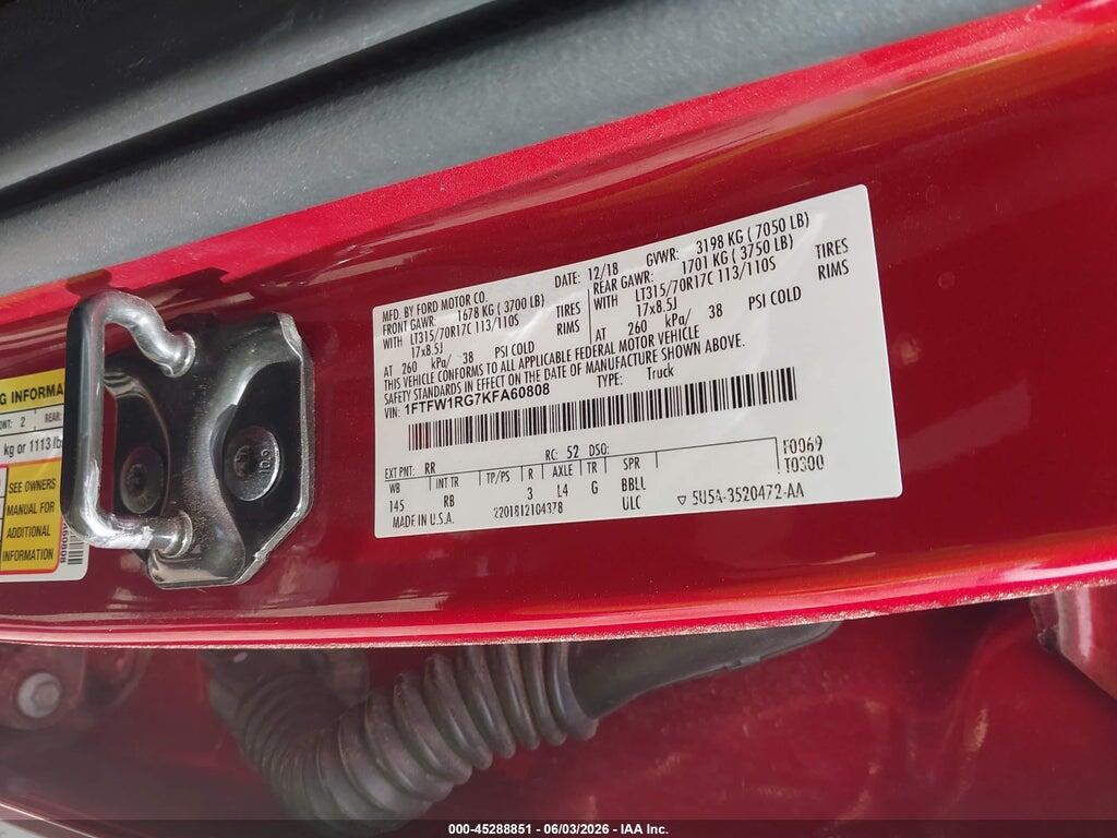 1FTFW1RG7KFA60808 2019 FORD F-150 photo no. 8