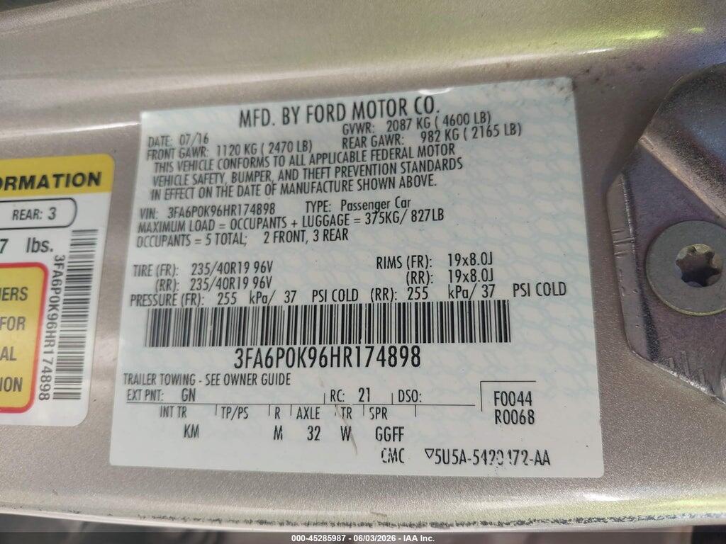 3FA6P0K96HR174898 2017 FORD FUSION photo no. 9