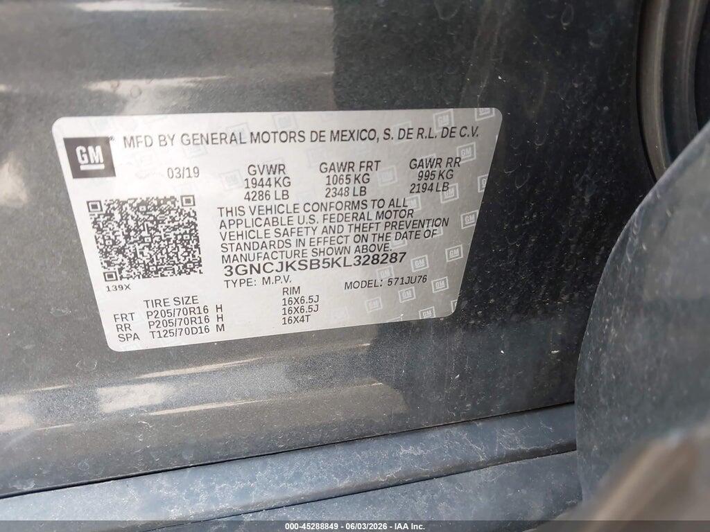 3GNCJKSB5KL328287 2019 CHEVROLET TRAX photo no. 9