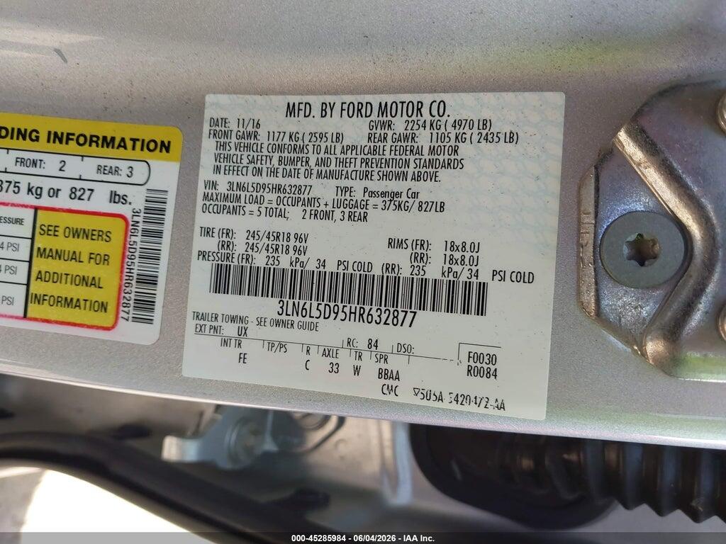 3LN6L5D95HR632877 2017 LINCOLN MKZ photo no. 9