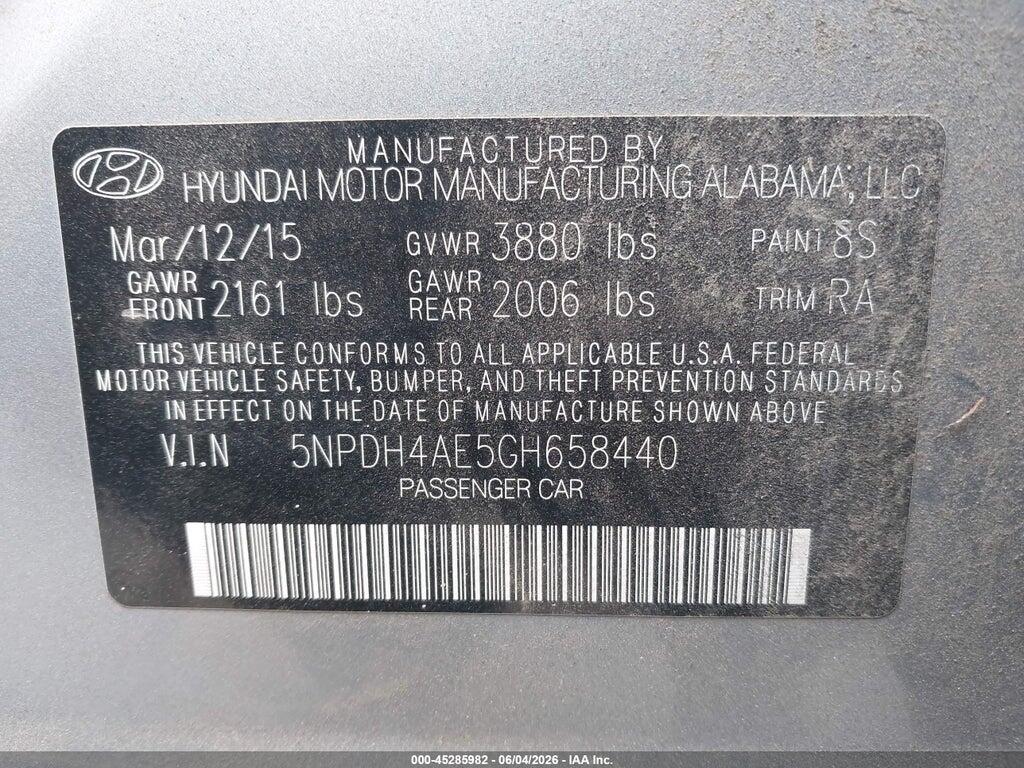 5NPDH4AE5GH658440 2016 HYUNDAI ELANTRA photo no. 9