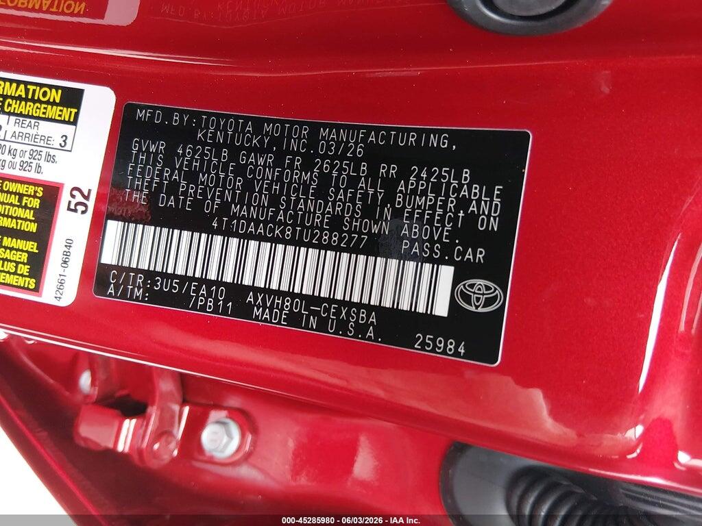 4T1DAACK8TU288277 2026 TOYOTA CAMRY photo no. 9