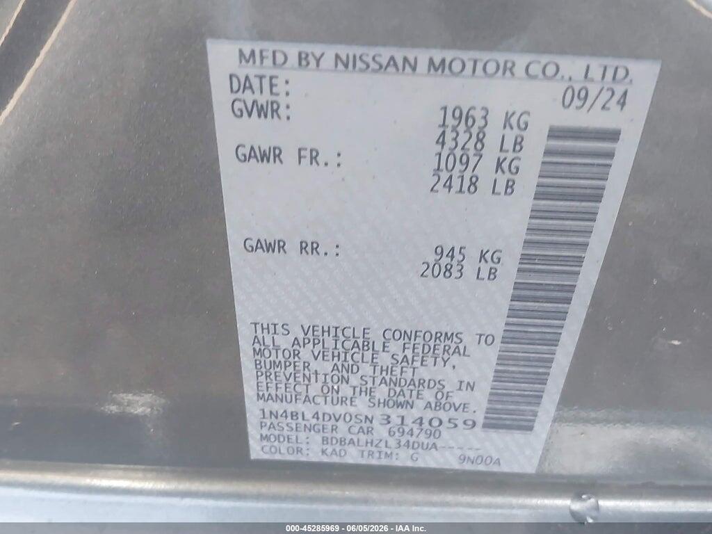 1N4BL4DV0SN314059 2025 NISSAN ALTIMA photo no. 9