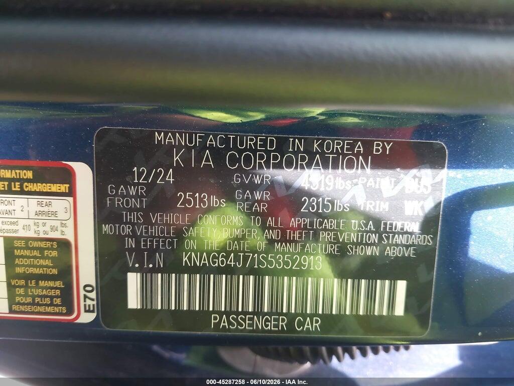 KNAG64J71S5352913 2025 KIA K5 photo no. 9