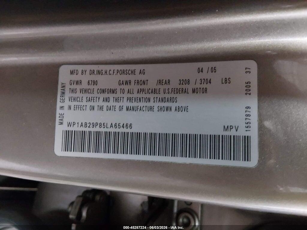 WP1AB29P85LA65466 2005 PORSCHE CAYENNE photo no. 9