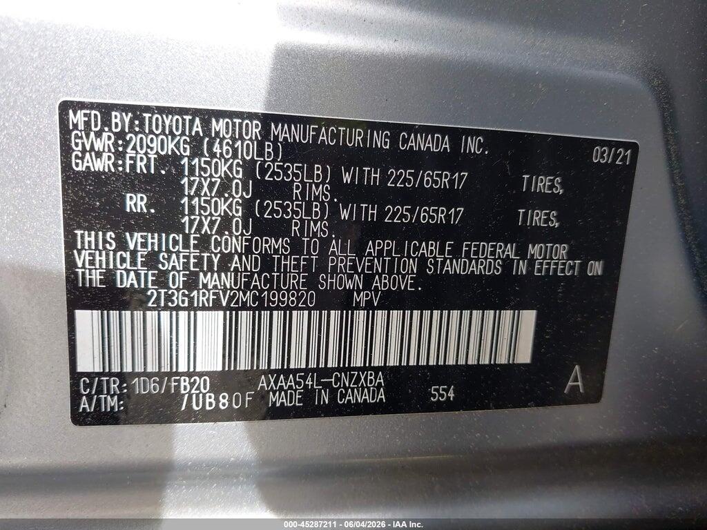 2T3G1RFV2MC199820 2021 TOYOTA RAV4 photo no. 9