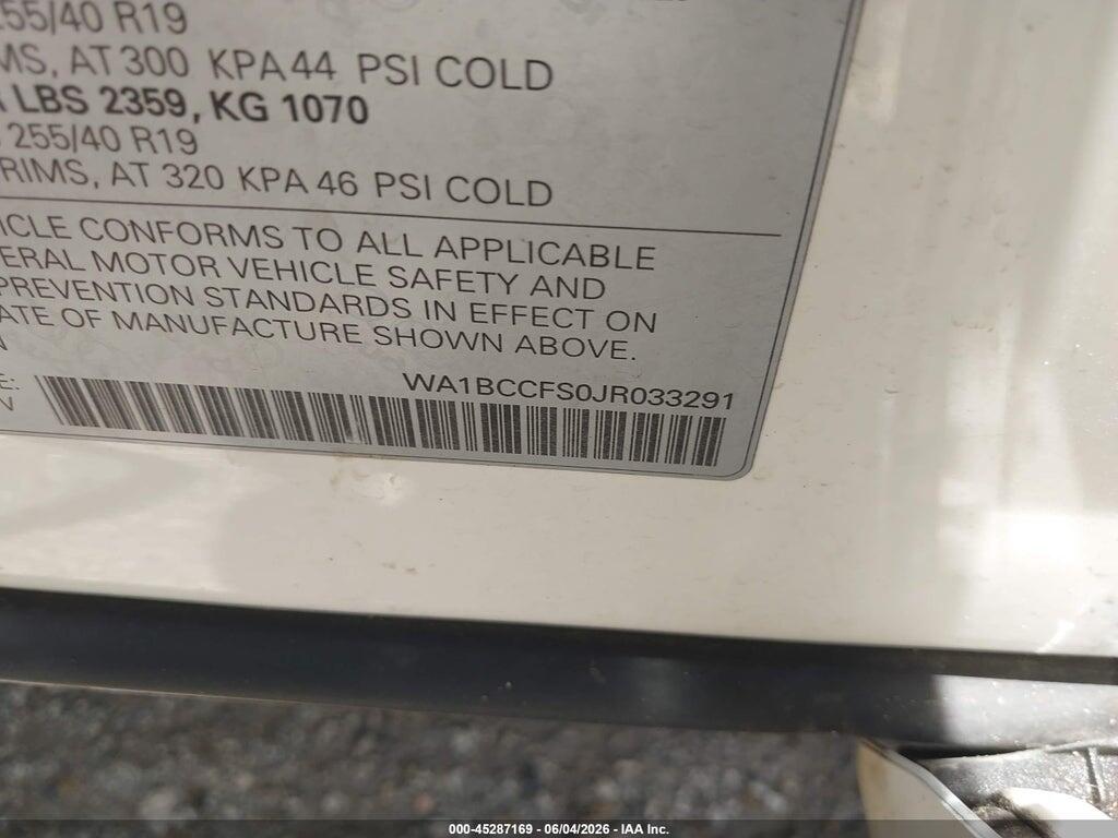 WA1BCCFS0JR033291 2018 AUDI Q3 photo no. 9