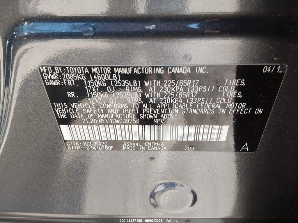 2T3RFREV1DW038756 2013 TOYOTA RAV4 photo no. 9