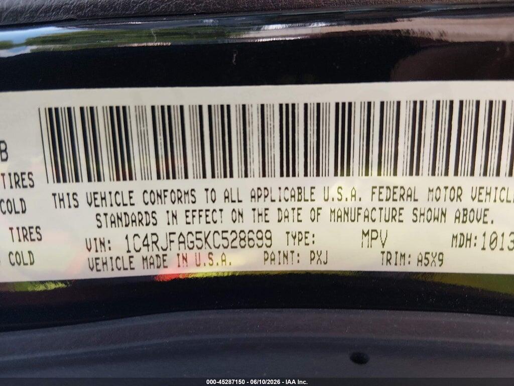 1C4RJFAG5KC528699 2019 JEEP GRAND CHEROKEE photo no. 9