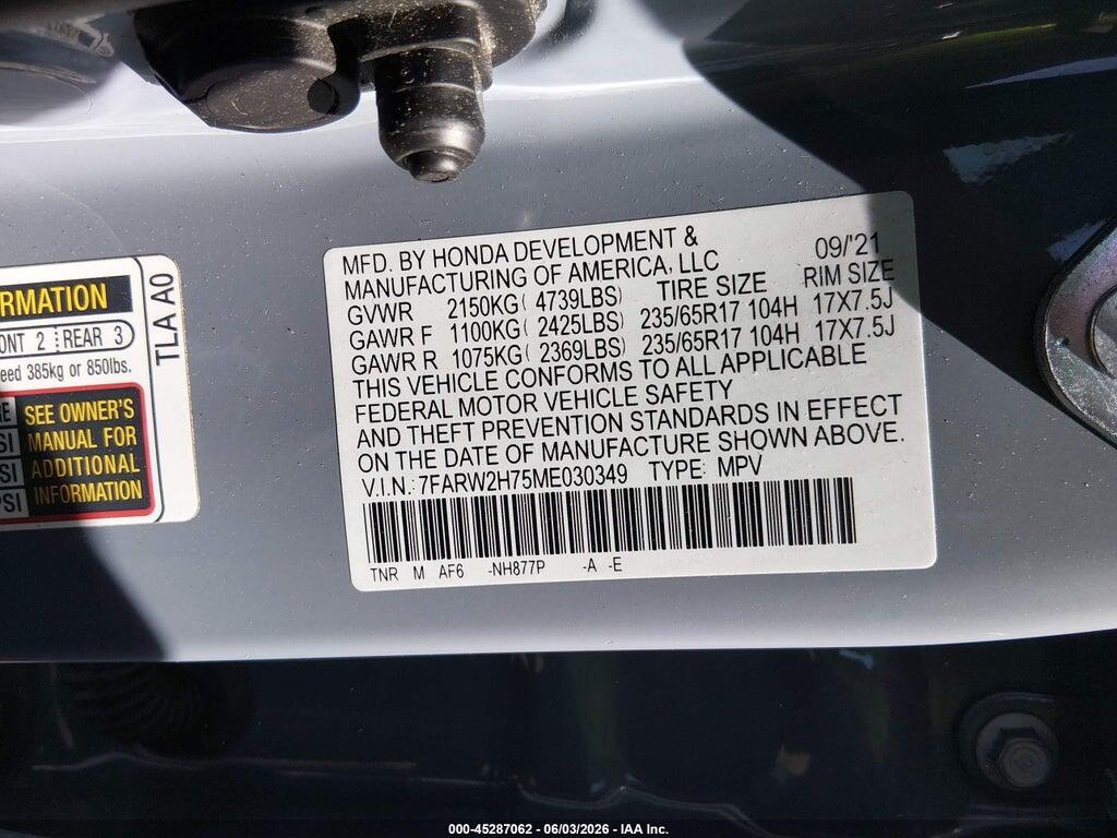 7FARW2H75ME030349 2021 HONDA CR-V photo no. 9