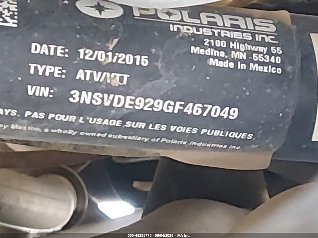3NSVDE929GF467049 2016 POLARIS RZR photo no. 9