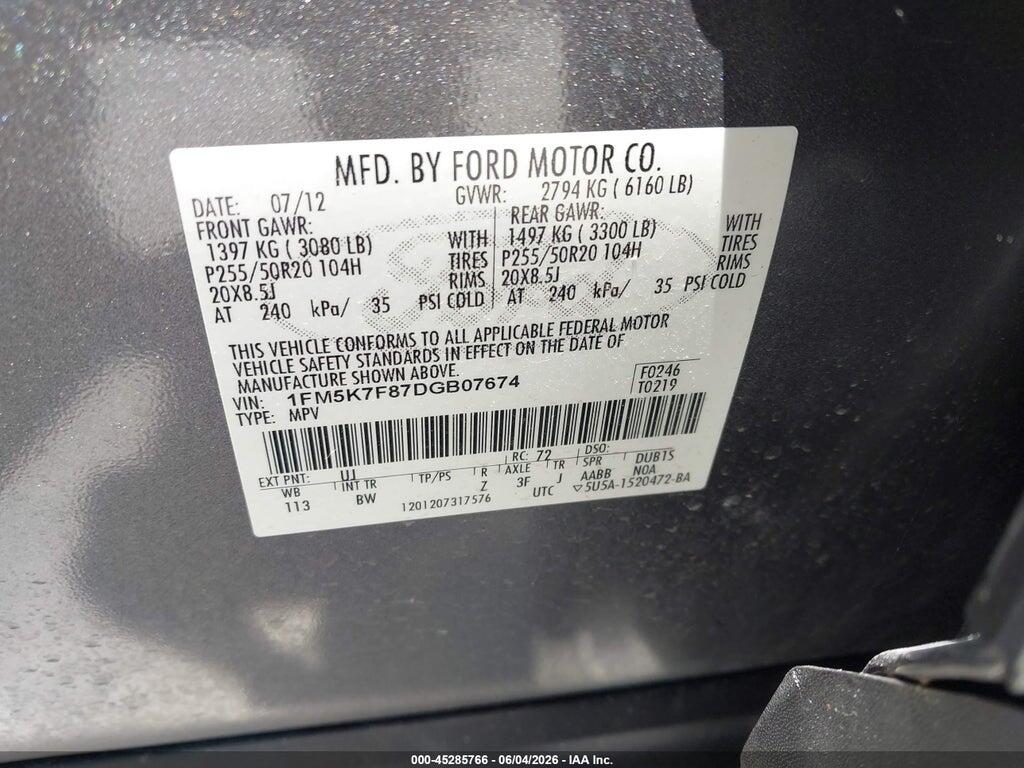 1FM5K7F87DGB07674 2013 FORD EXPLORER photo no. 9