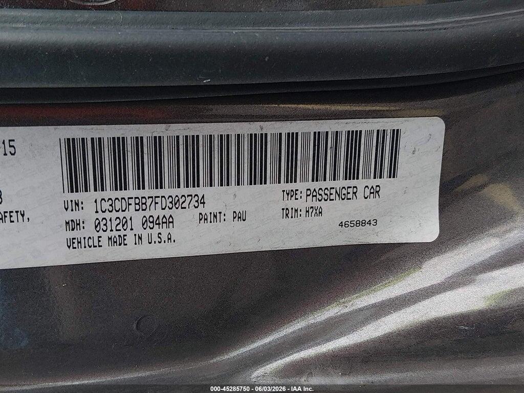 1C3CDFBB7FD302734 2015 DODGE DART photo no. 9