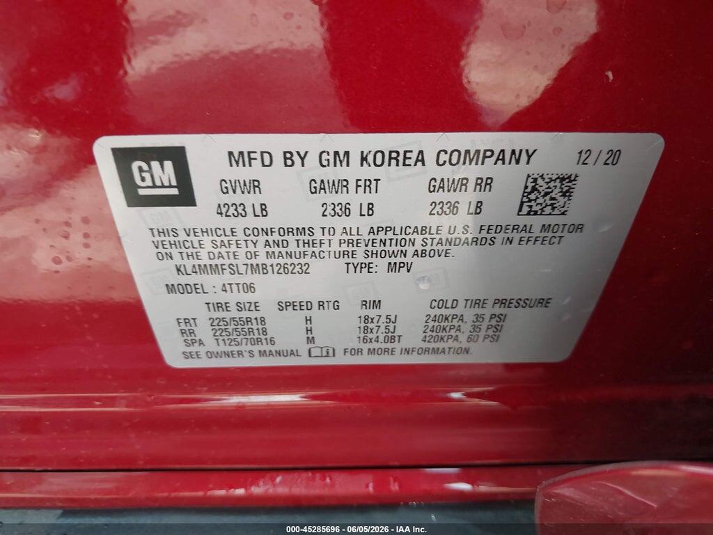 KL4MMFSL7MB126232 2021 BUICK ENCORE GX photo no. 9