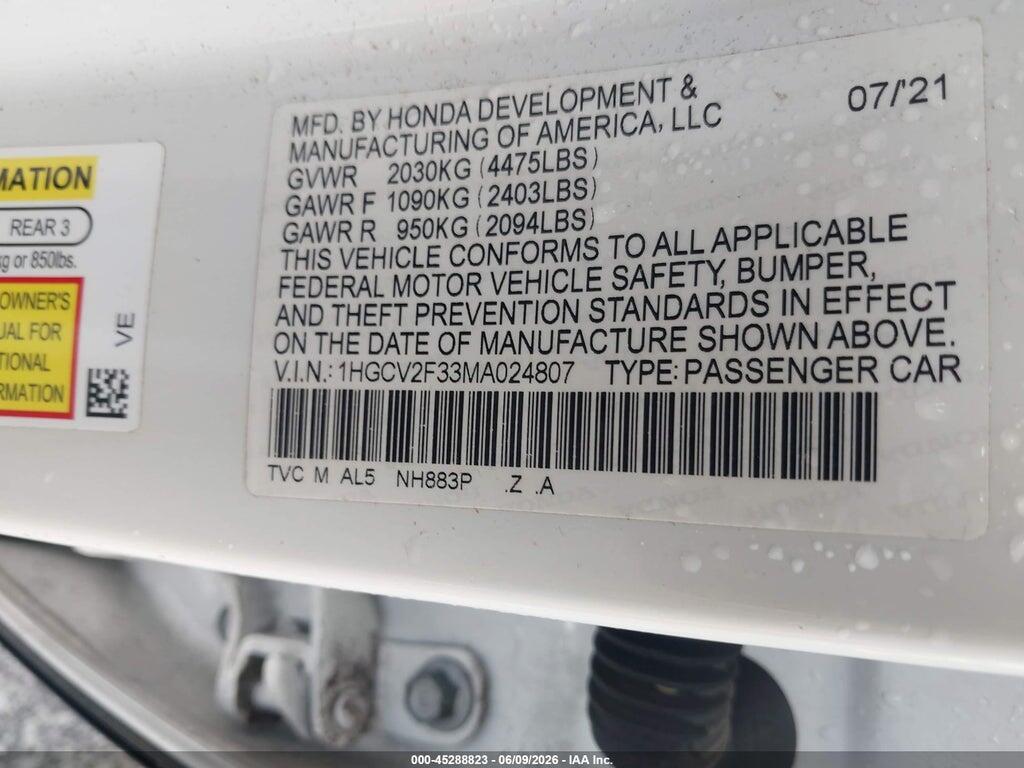 1HGCV2F33MA024807 2021 HONDA ACCORD photo no. 9