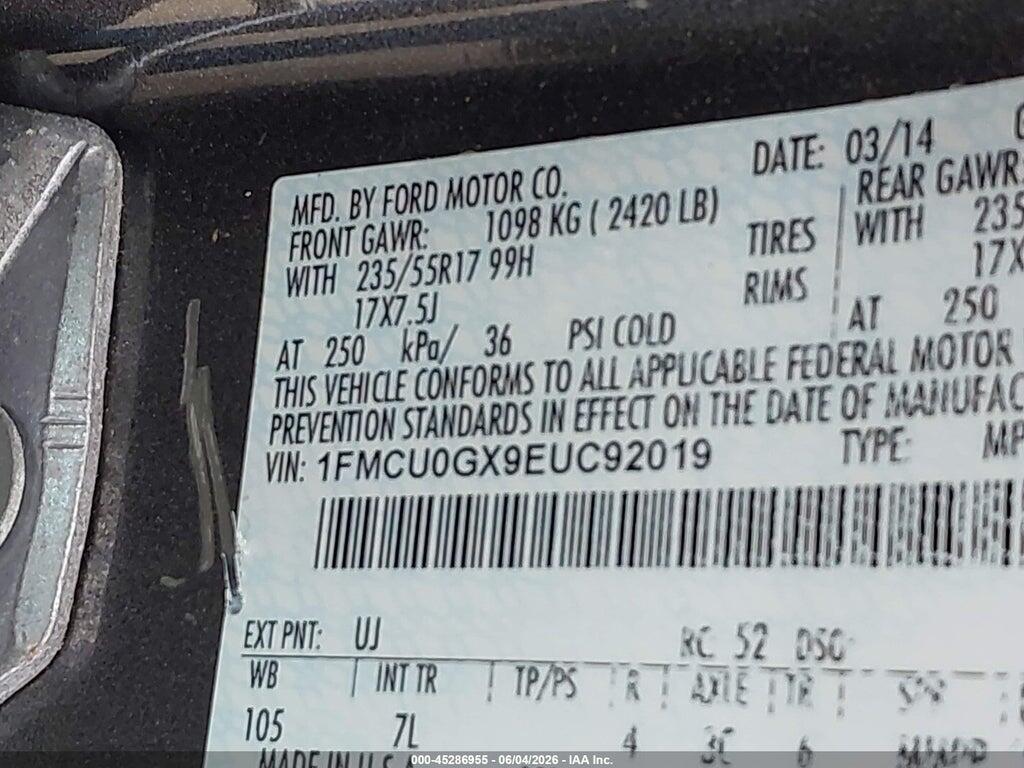 1FMCU0GX9EUC92019 2014 FORD ESCAPE photo no. 9