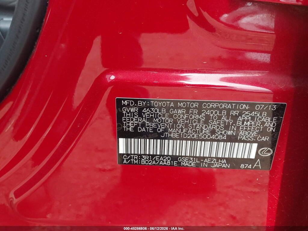 JTHBE1D20E5004084 2014 LEXUS IS 350 photo no. 9