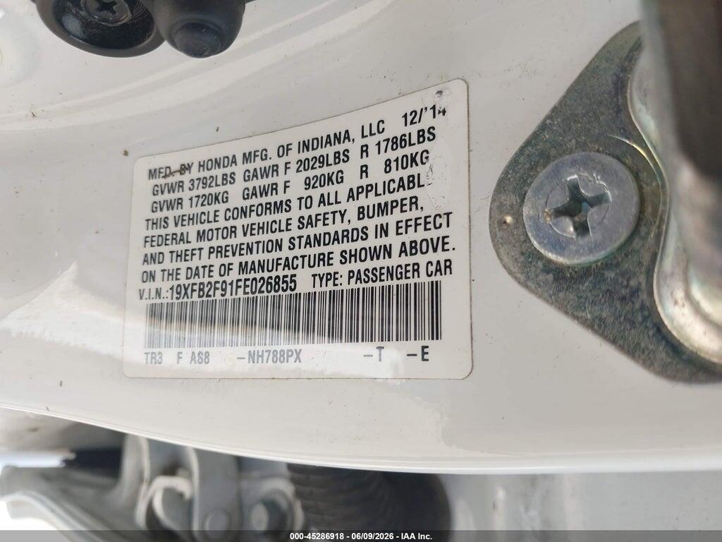 19XFB2F91FE026855 2015 HONDA CIVIC photo no. 9