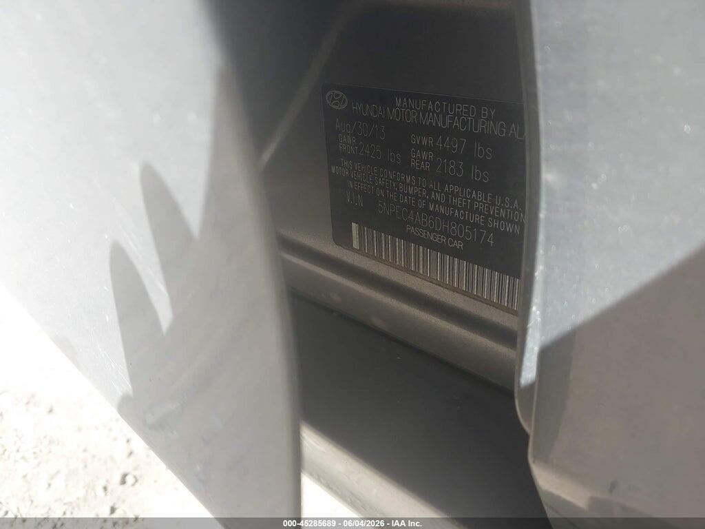 5NPEC4AB6DH805174 2013 HYUNDAI SONATA photo no. 9