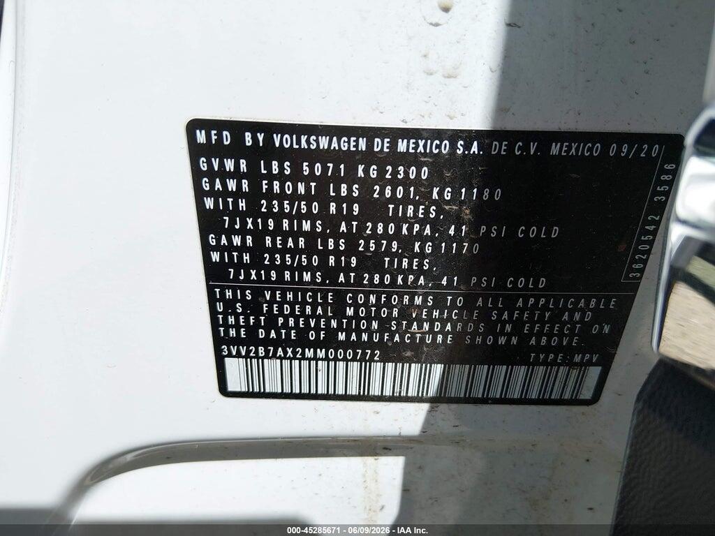 3VV2B7AX2MM000772 2021 VOLKSWAGEN TIGUAN photo no. 9