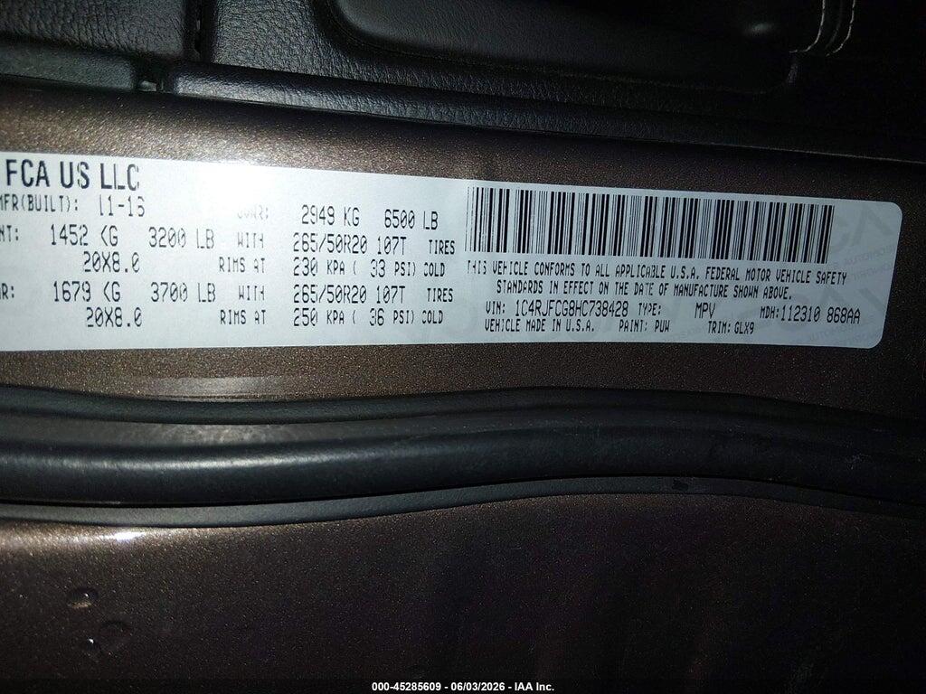 1C4RJFCG8HC738428 2017 JEEP GRAND CHEROKEE photo no. 9