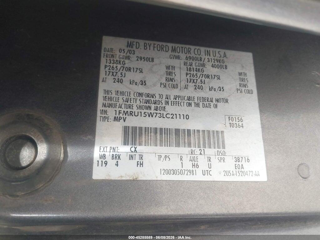 1FMRU15W73LC21110 2003 FORD EXPEDITION photo no. 9