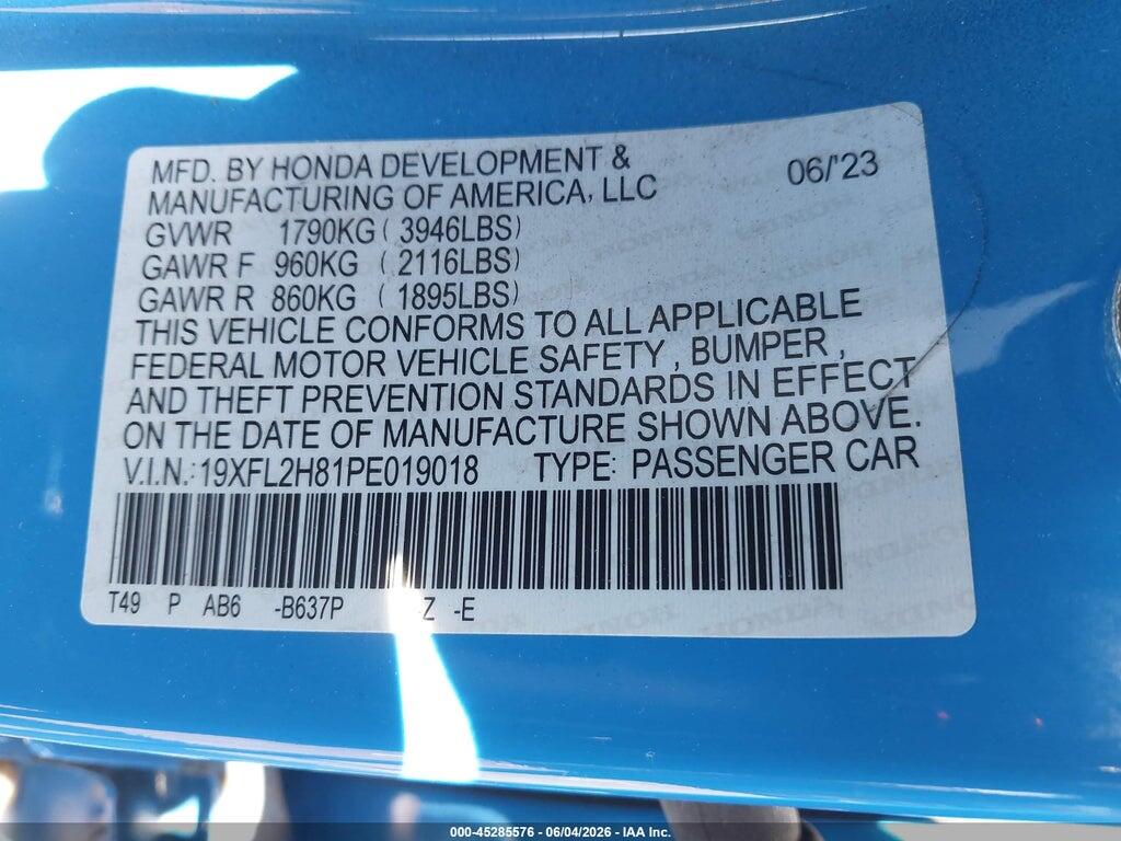 19XFL2H81PE019018 2023 HONDA CIVIC photo no. 9