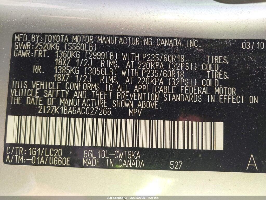 2T2ZK1BA6AC027266 2010 LEXUS RX 350 photo no. 9