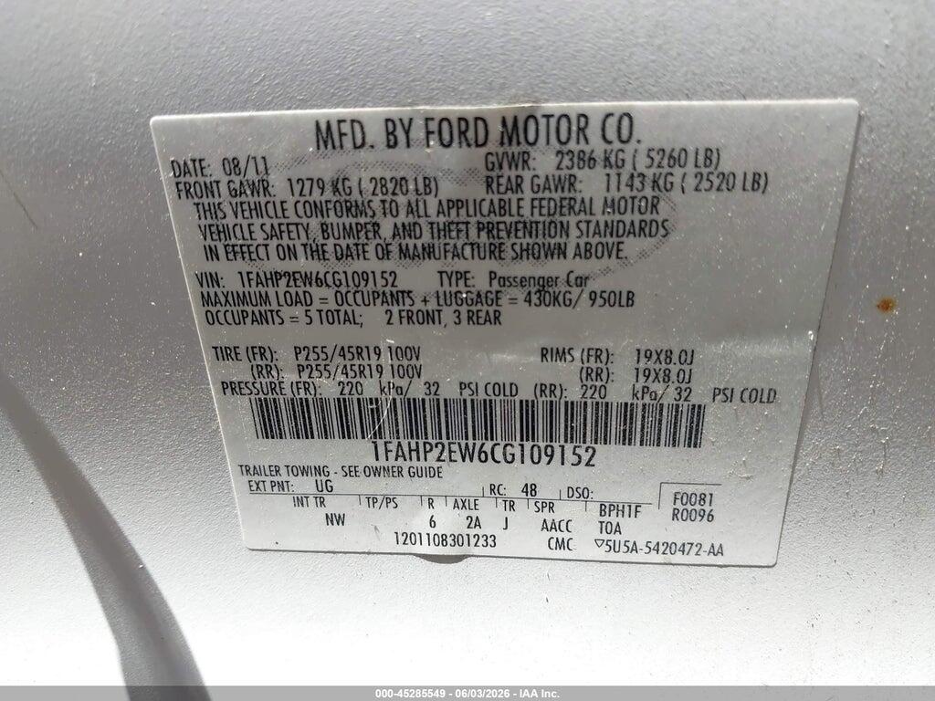 1FAHP2EW6CG109152 2012 FORD TAURUS photo no. 9