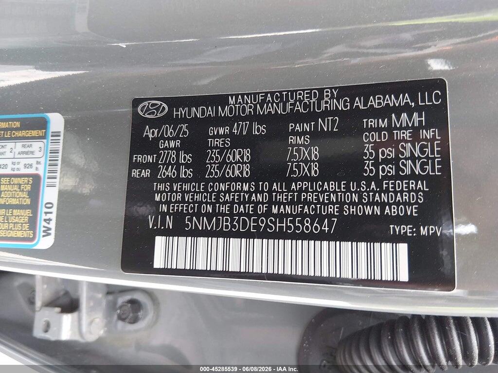 5NMJB3DE9SH558647 2025 HYUNDAI TUCSON photo no. 9