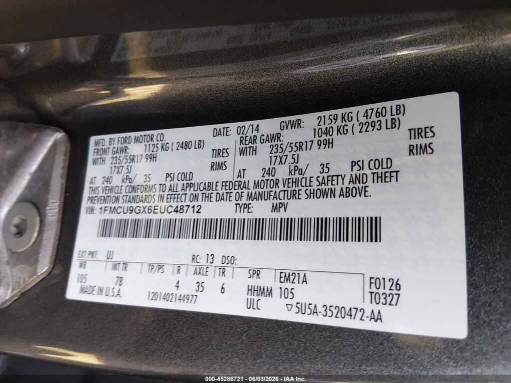 1FMCU9GX6EUC48712 2014 FORD ESCAPE photo no. 9