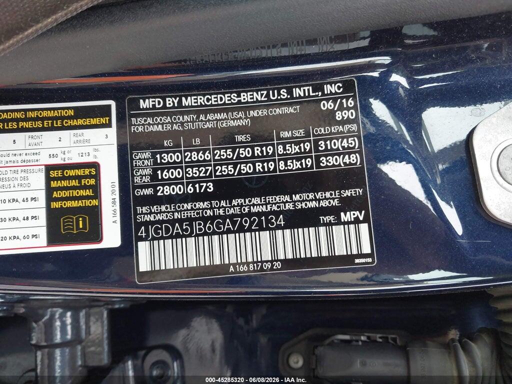 4JGDA5JB6GA792134 2016 MERCEDES-BENZ GLE 350 photo no. 9