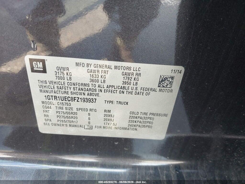 1GTR1UEC8FZ193937 2015 GMC SIERRA 1500 photo no. 9