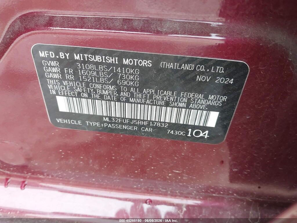 ML32FUFJ5RHF17832 2024 MITSUBISHI MIRAGE G4 photo no. 9