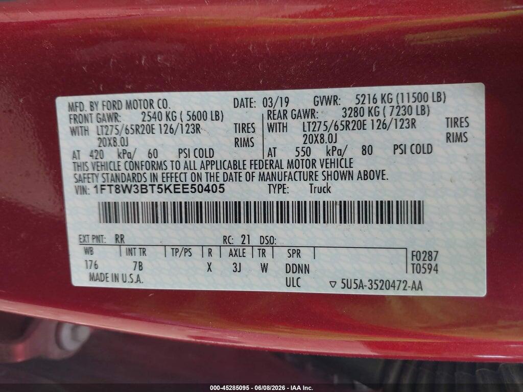 1FT8W3BT5KEE50405 2019 FORD F-350 photo no. 8